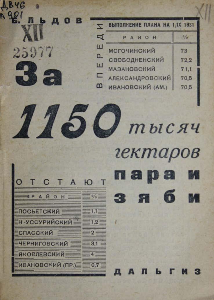 Льдов Б. За 1150 тысяч гектаров пара и зяби